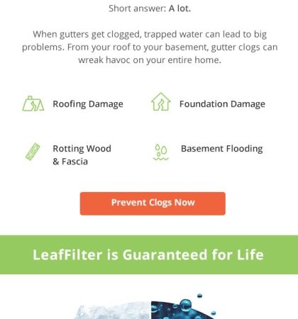 Keep your gutters protected forever – Get 15% off LeafFilter